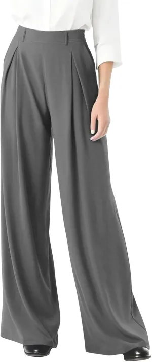 Women's Pants Formal Straight Slacks High Waist Loose Casual Pants Wide Leg Fashion Trousers with Pockets