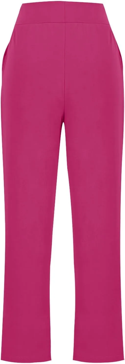 Womens Pants Formal Straight Slacks Wide Leg Baggy Fashion Trousers High Waist Casual Pants with Pockets