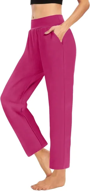 Womens Pants Formal Straight Slacks Wide Leg Baggy Fashion Trousers High Waist Casual Pants with Pockets