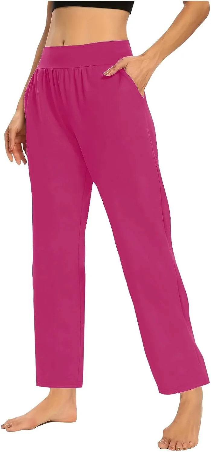 Womens Pants Formal Straight Slacks Wide Leg Baggy Fashion Trousers High Waist Casual Pants with Pockets