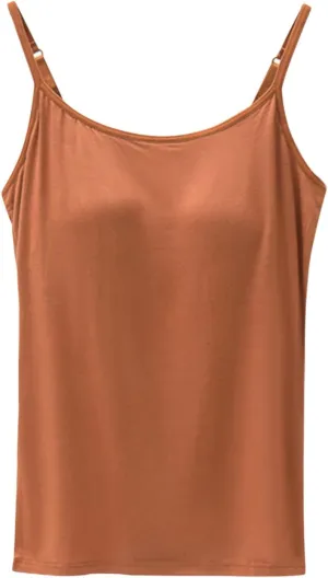 Womens Seamless Adjustable Camisole Built in Shelf Bra Summer Cotton Layering Casual Undershirts Yoga Gym Outfits Tops