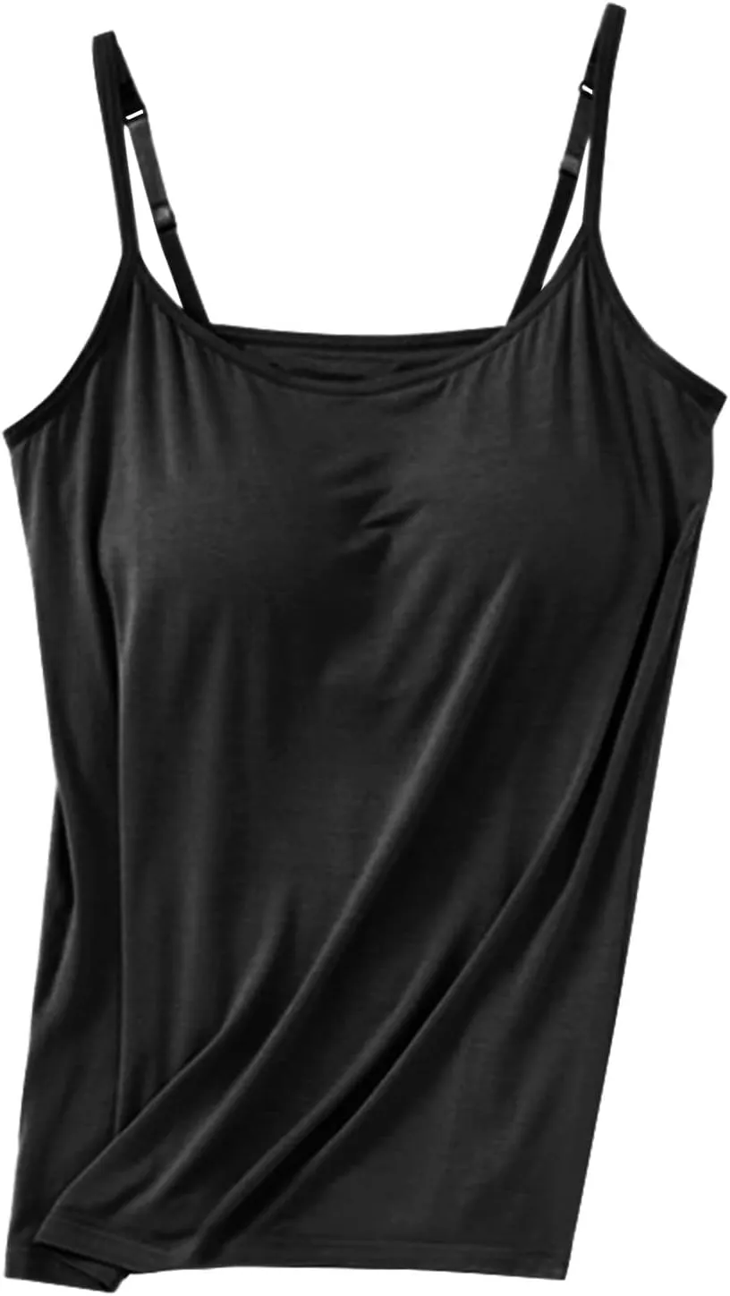 Womens Seamless Adjustable Camisole Built in Shelf Bra Summer Cotton Layering Casual Undershirts Yoga Gym Outfits Tops