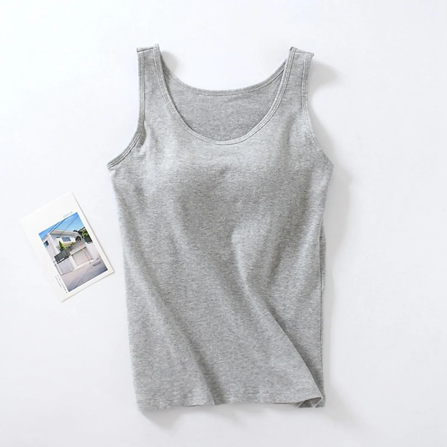 Women's Shelf Bra Camisoles Tops Adjustable Strap Cami Tank Workout Yoga Shirts Cotton Layering Undershirts