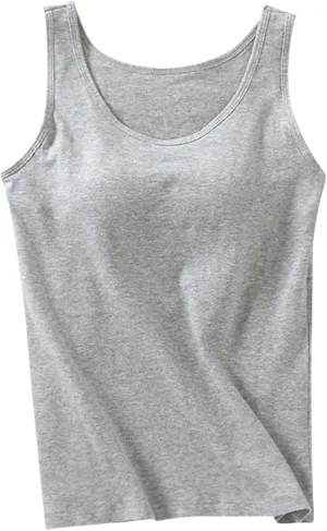 Women's Shelf Bra Camisoles Tops Adjustable Strap Cami Tank Workout Yoga Shirts Cotton Layering Undershirts