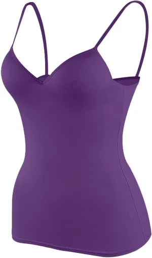 Women's Shelf Bra Camisoles Tops Spaghetti Strap Cami Tank Seamless Cotton Layering Undershirts