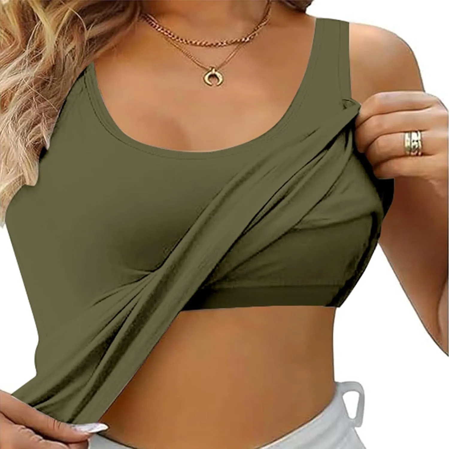 Women's Shelf Bra Tank Top Adjustable Strap Seamless Camisoles Yoga Shirts Cotton Undershirt