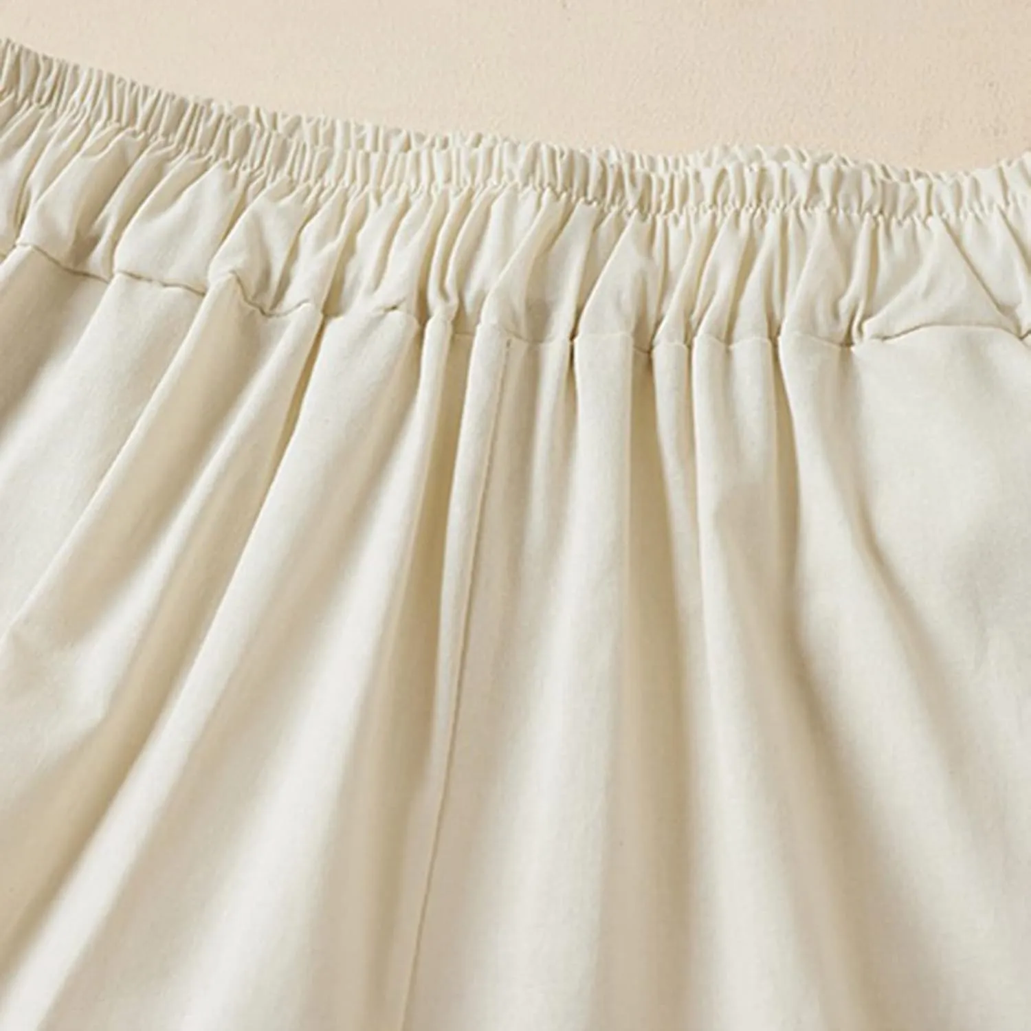 Women's Solid Elastic High Waist Cropped Pants New Casual Trendy Straight Wide Leg Plus Size Comfy Business Trousers