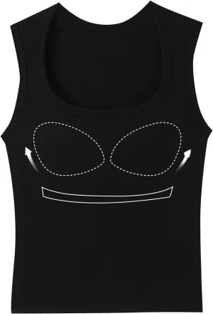 Women's Square Neck Spaghetti Strap Tank Tops with Built in Bra Seamless Camisole Yoga Sport Bra Silm Fit Cute Top