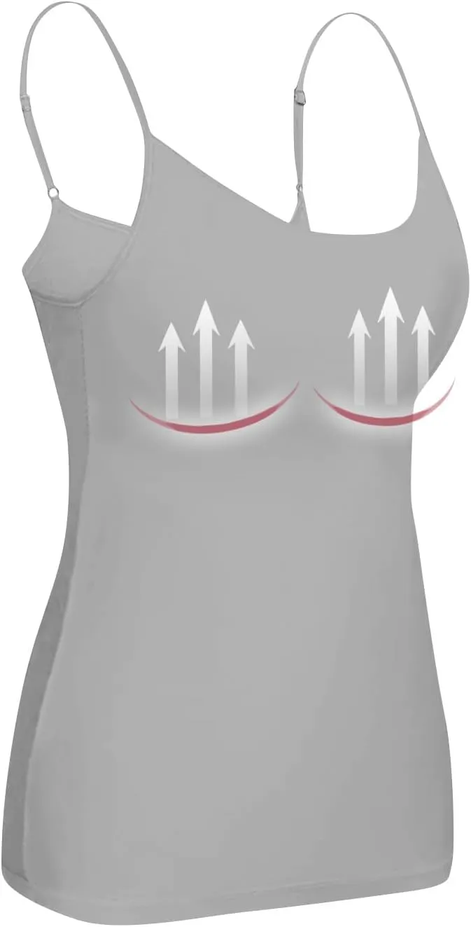 Womens Summer Tank Top Camisole with Bottom and Chest Pad Sexy Oversized Athletic Underwear Built in Bra