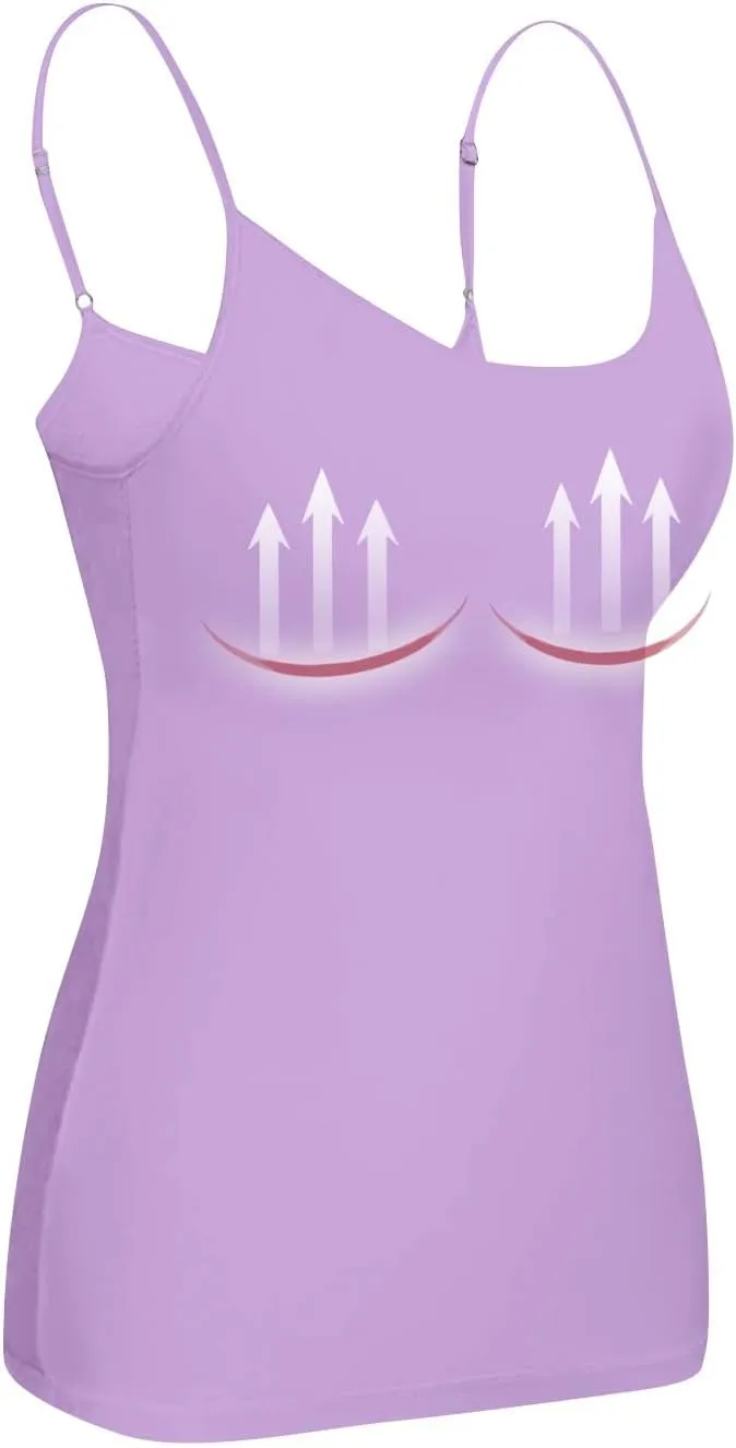 Womens Summer Tank Top Camisole with Bottom and Chest Pad Sexy Oversized Athletic Underwear Built in Bra