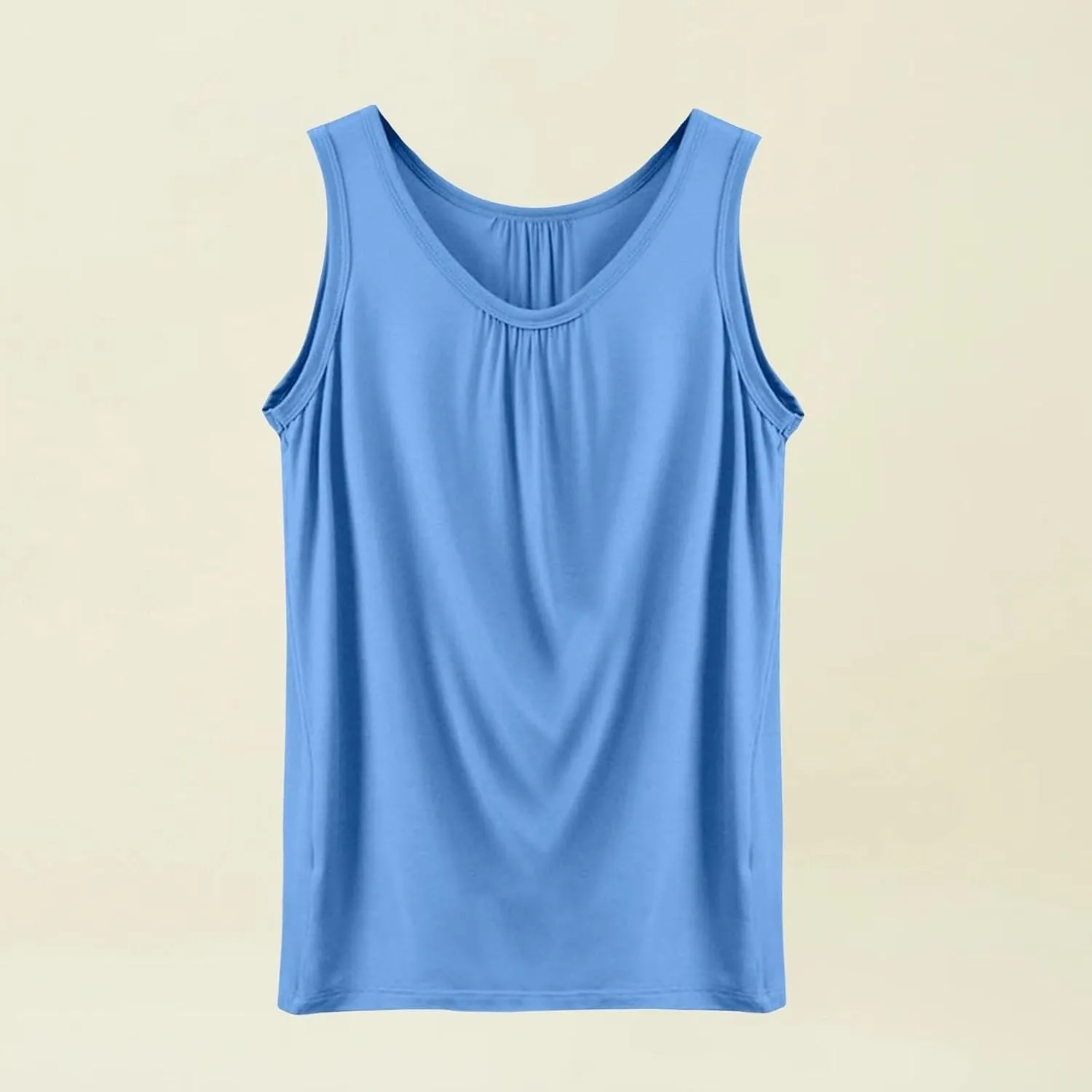 Women's Summer Tank Tops Loose Fit Pleated Scoop Neck Shirts Casual Sleeveless Tops for Beach Vacation