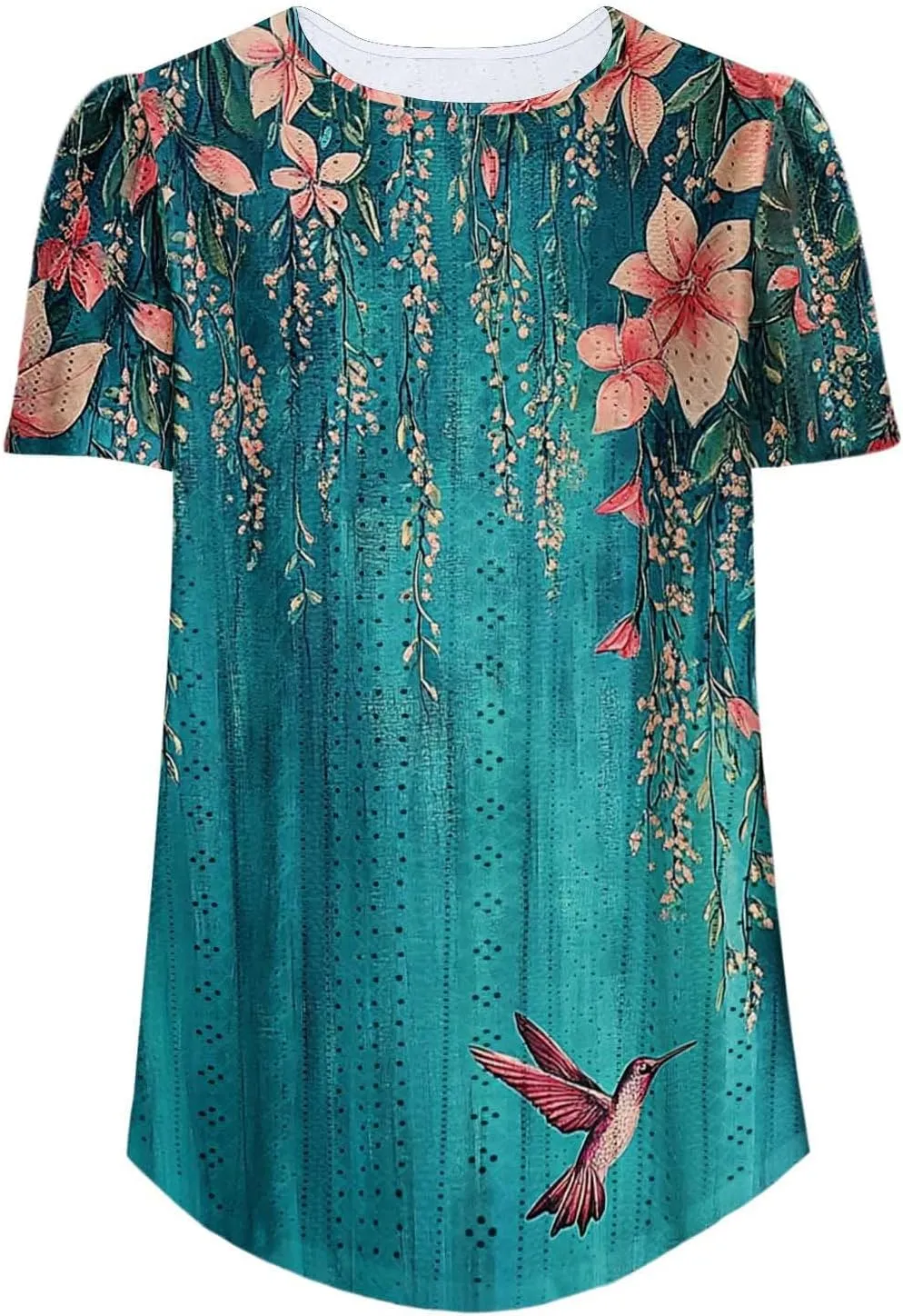 Womens Summer Tops Trendy Boho Floral Blouses Crewneck T-Shirts Casual Loose Tunic Blouses Going Out Basic Tees