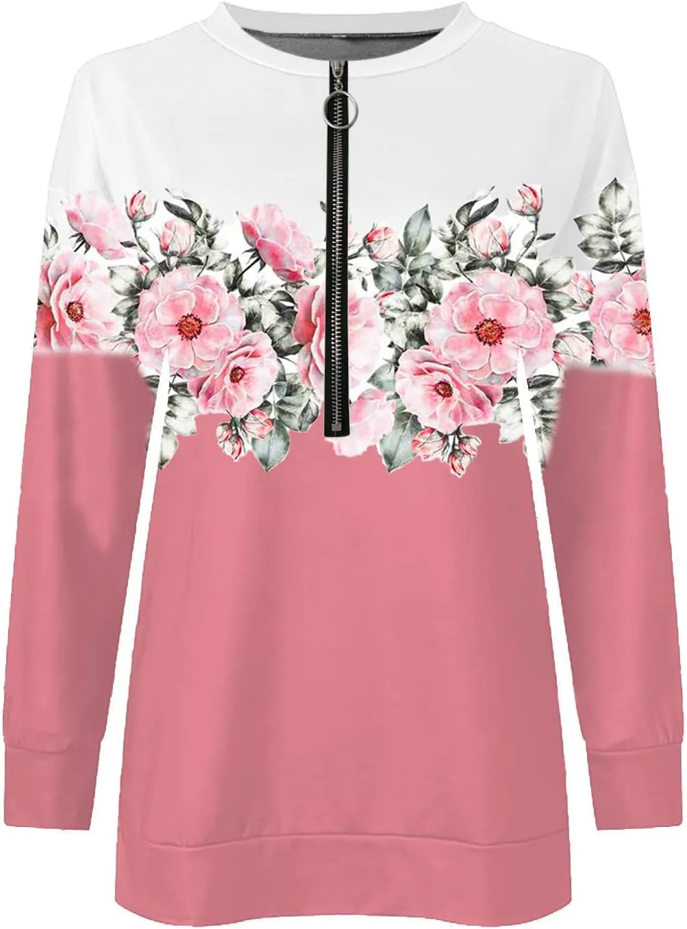 Women's Sweatshirt Pullover 2023 Casual Fall Basic Quarter Zipper Long Sleeve Top Hoodie Loose Fit Shirt