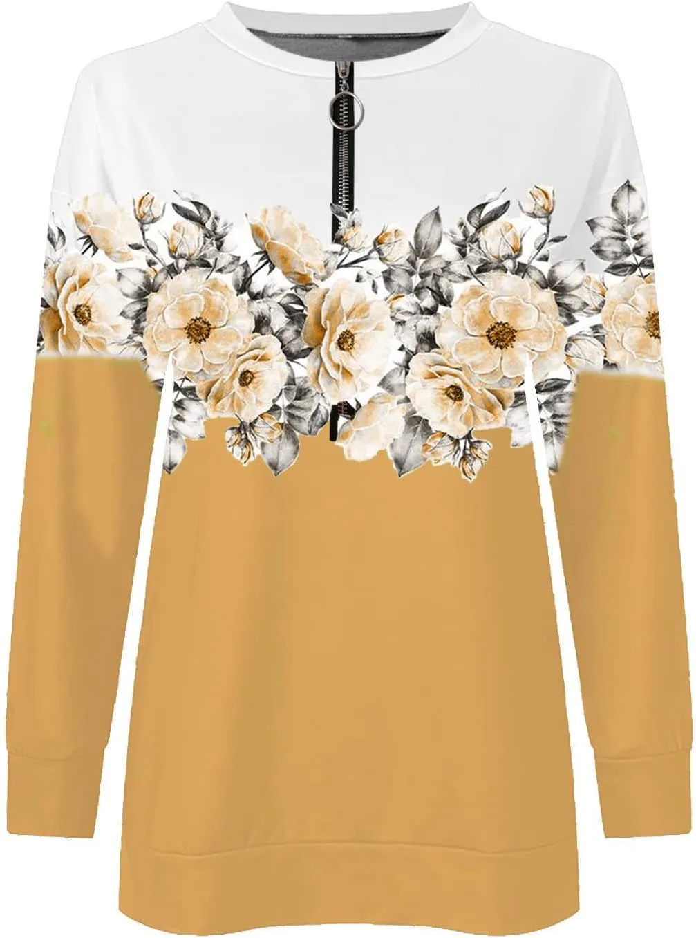 Women's Sweatshirt Pullover 2023 Casual Fall Basic Quarter Zipper Long Sleeve Top Hoodie Loose Fit Shirt