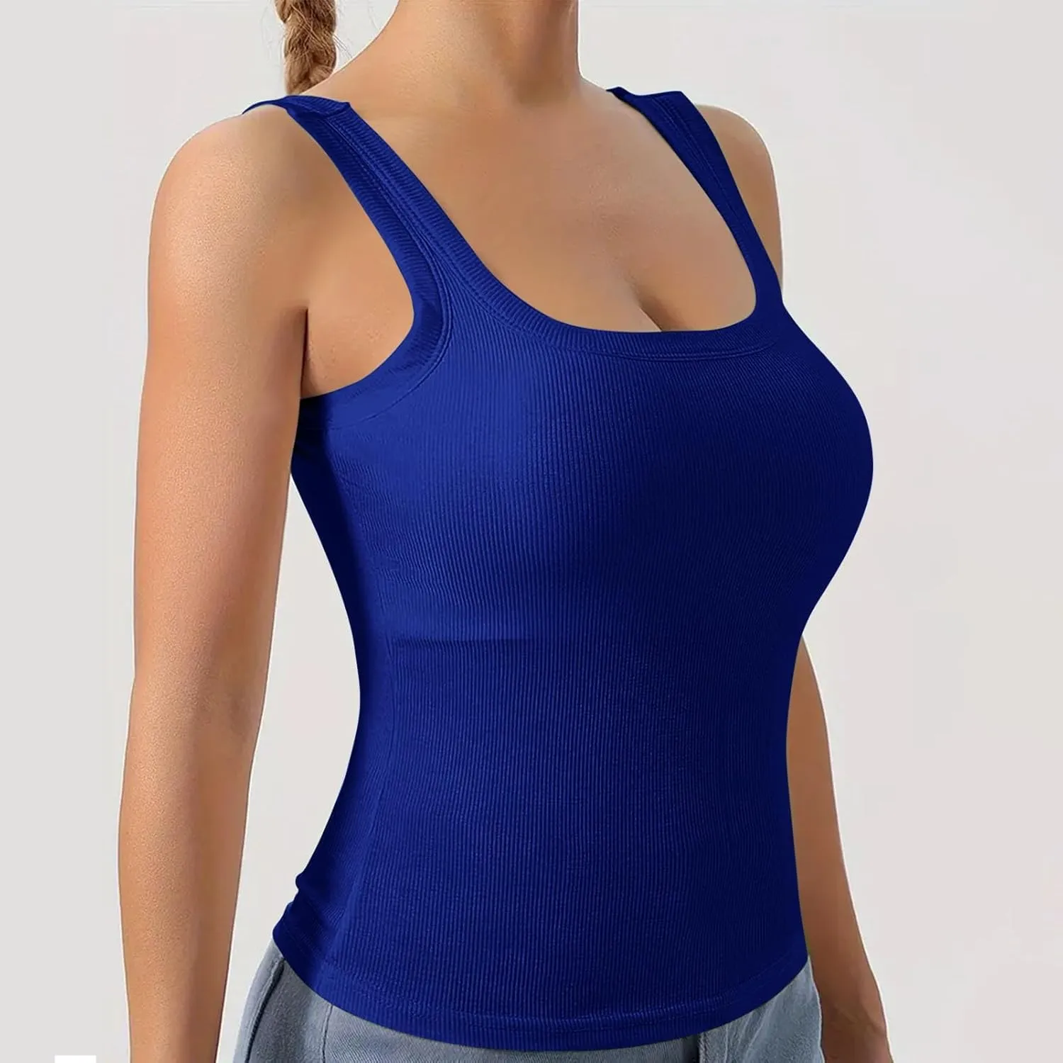 Womens Tank Tops Summer Sleeveless High Neck Ribbed Knit Slim Fitted Blouse Side Ruched Basic Tees Shirts Tank Top