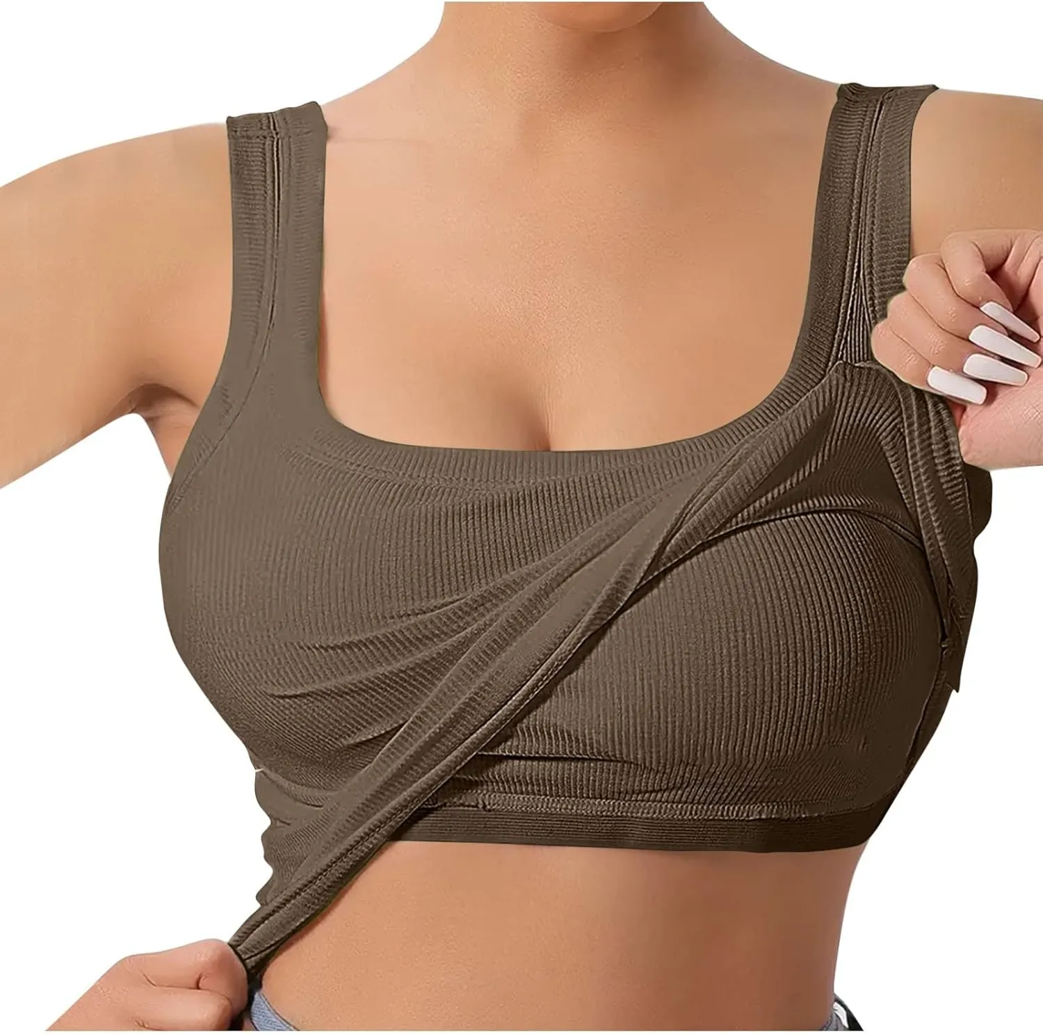 Womens Tank Tops Summer Sleeveless High Neck Ribbed Knit Slim Fitted Blouse Side Ruched Basic Tees Shirts Tank Top