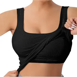 Womens Tank Tops Summer Sleeveless High Neck Ribbed Knit Slim Fitted Blouse Side Ruched Basic Tees Shirts Tank Top