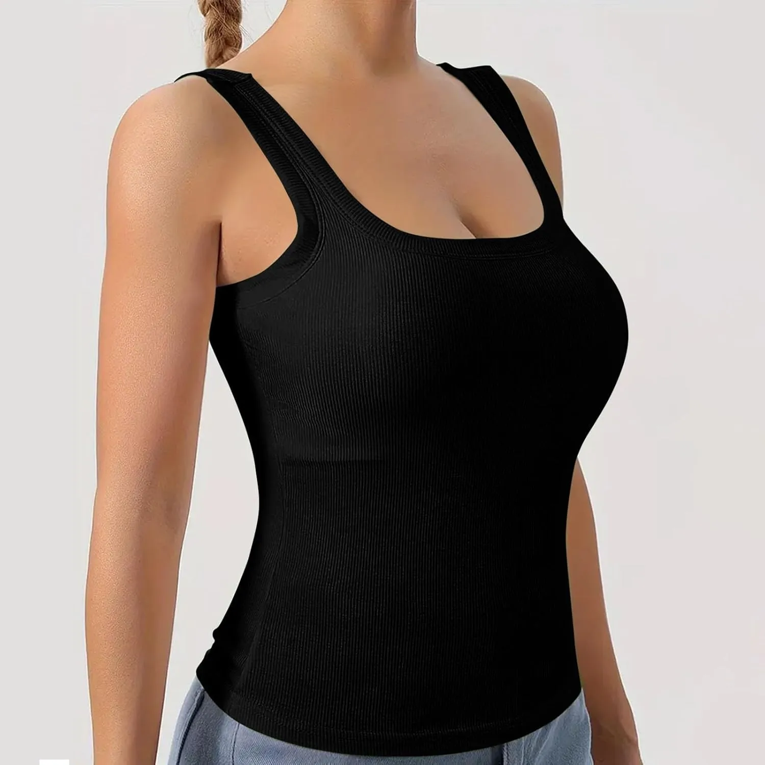Womens Tank Tops Summer Sleeveless High Neck Ribbed Knit Slim Fitted Blouse Side Ruched Basic Tees Shirts Tank Top