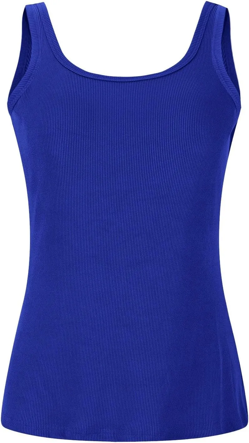 Womens Tank Tops Summer Sleeveless High Neck Ribbed Knit Slim Fitted Blouse Side Ruched Basic Tees Shirts Tank Top