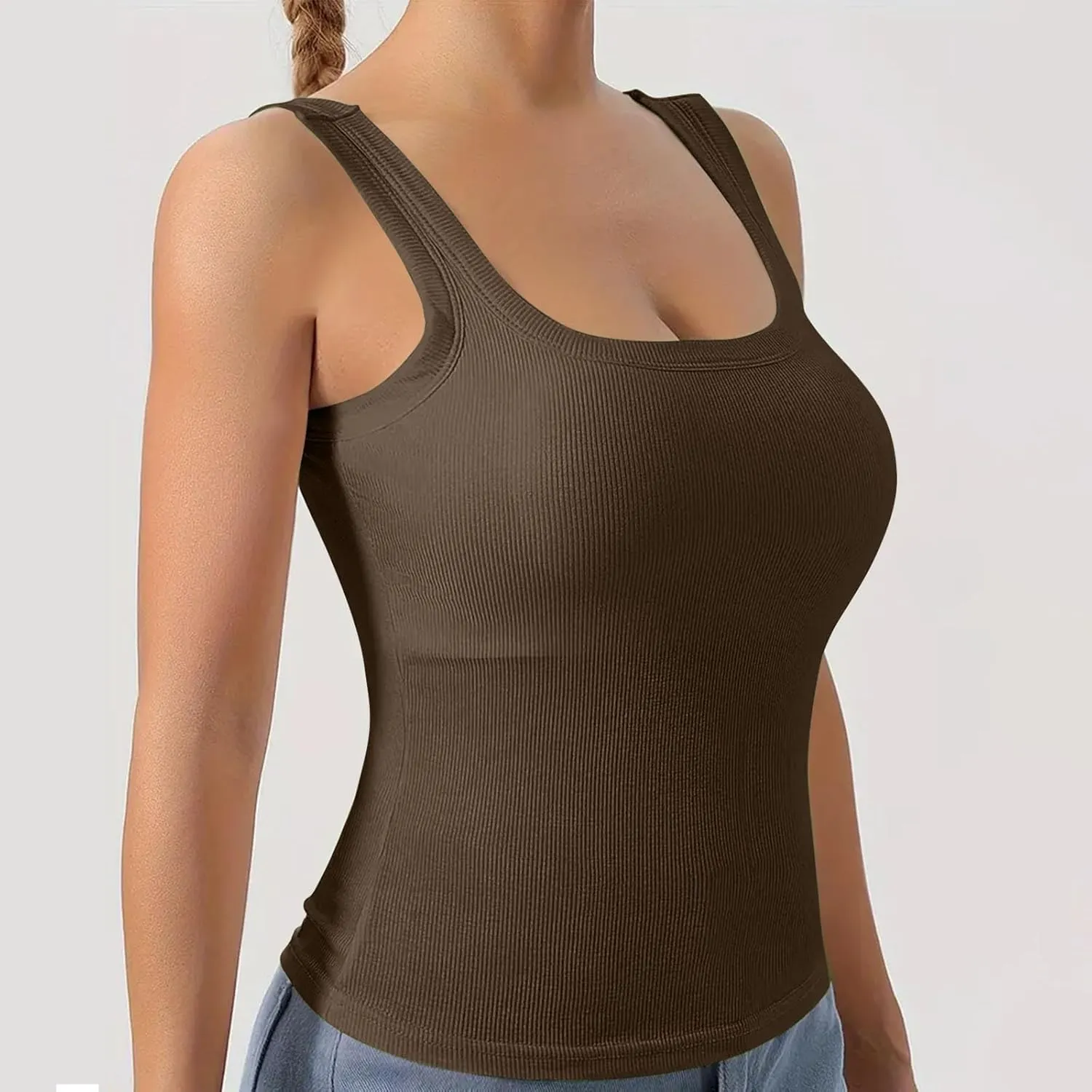 Womens Tank Tops Summer Sleeveless High Neck Ribbed Knit Slim Fitted Blouse Side Ruched Basic Tees Shirts Tank Top