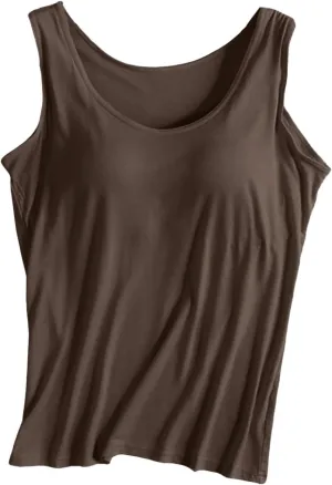 Womens Tank Tops with Built in Bra Lightweight Breathable Camisole Yoga Bra Racerback Workout Tops Undershirt