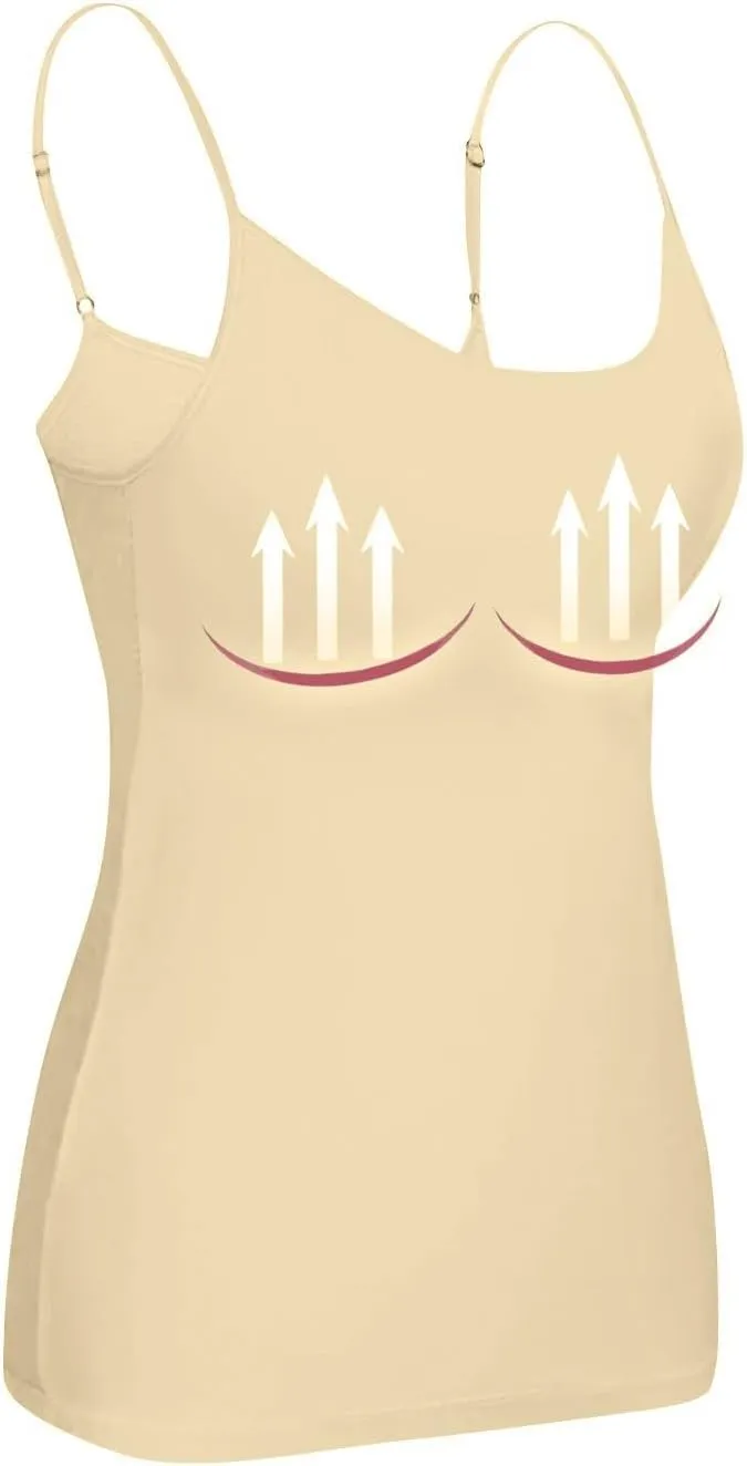 Womens Tops, Tank Top with Built in Bra 2025 Summer Spaghetti Strap Sports Camisoles Cami Sleeveless Clothes