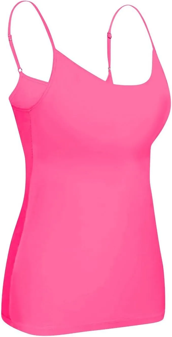 Womens Tops, Tank Top with Built in Bra 2025 Summer Spaghetti Strap Sports Camisoles Cami Sleeveless Clothes