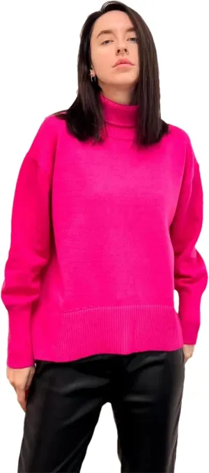 Women's Turtleneck Loose Oversize Sweater Knitted Top Long Sleeve Pullovers Jumpers