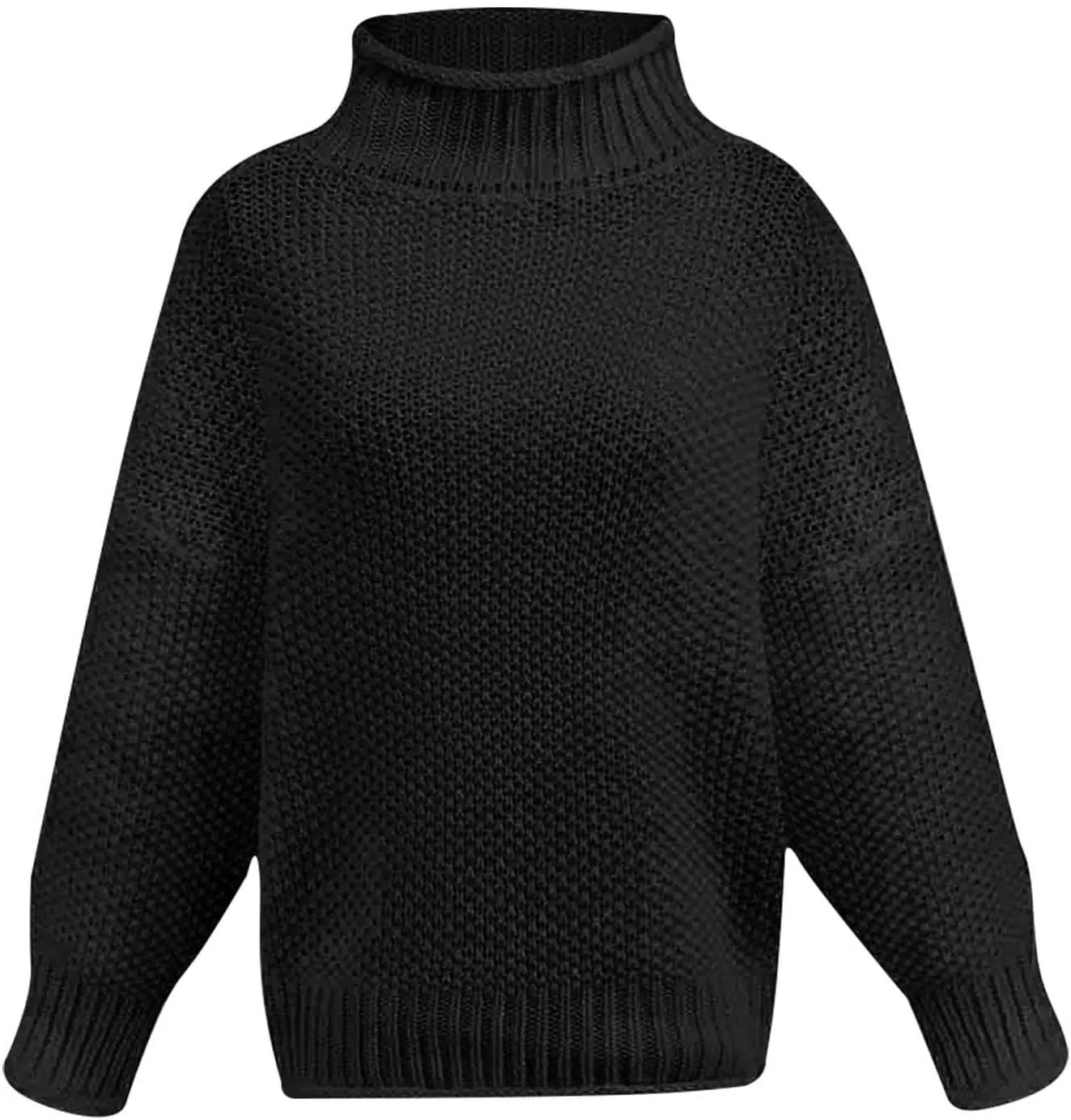 Womens Turtleneck Sweaters Casual Solid Tops Knitting Batwing Sleeve Classic Pullovers Lightweight Cute Sweater