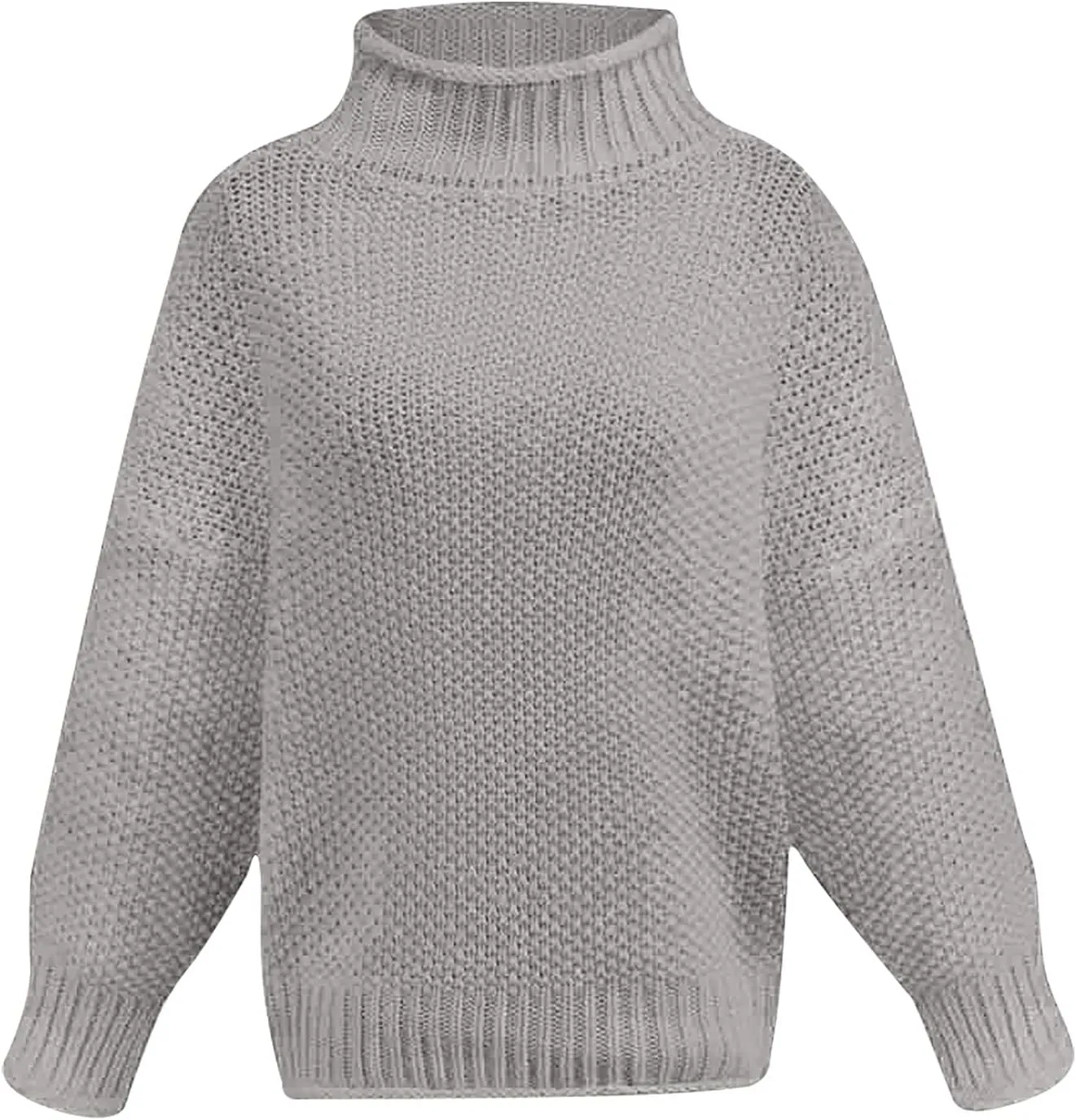 Womens Turtleneck Sweaters Casual Solid Tops Knitting Batwing Sleeve Classic Pullovers Lightweight Cute Sweater