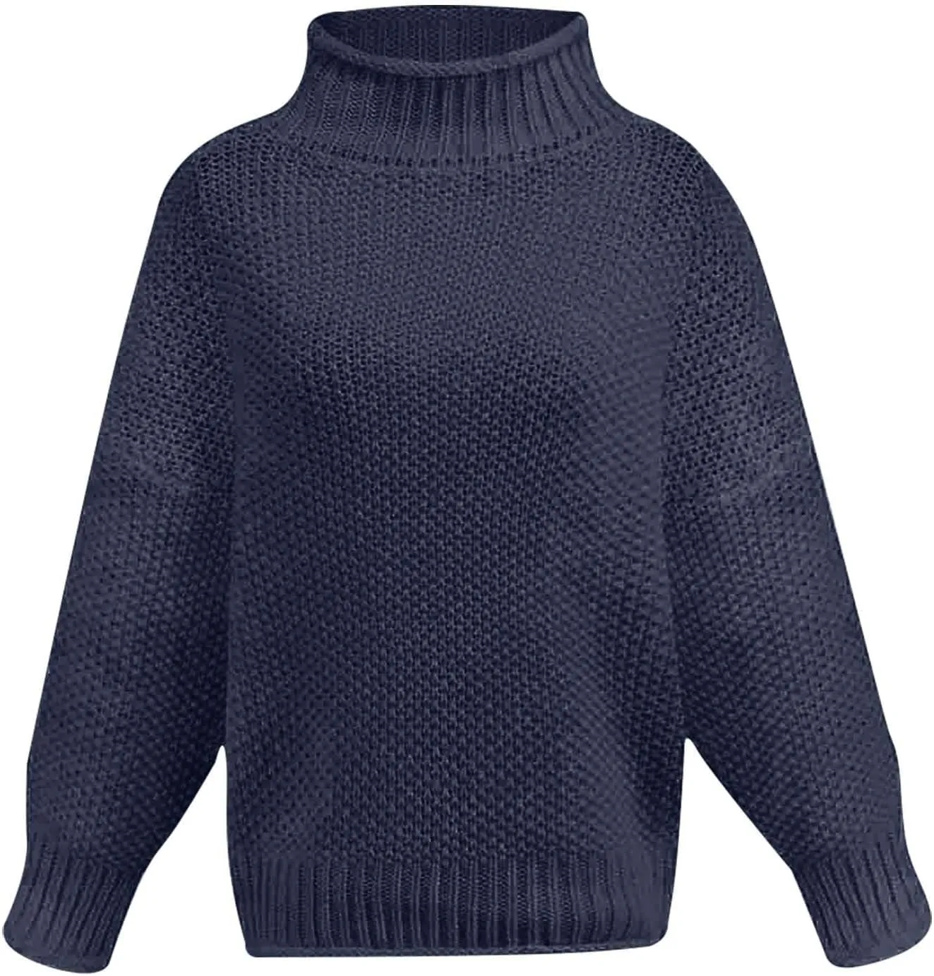 Womens Turtleneck Sweaters Casual Solid Tops Knitting Batwing Sleeve Classic Pullovers Lightweight Cute Sweater