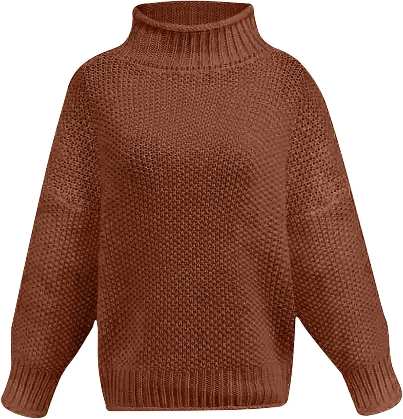 Womens Turtleneck Sweaters Casual Solid Tops Knitting Batwing Sleeve Classic Pullovers Lightweight Cute Sweater