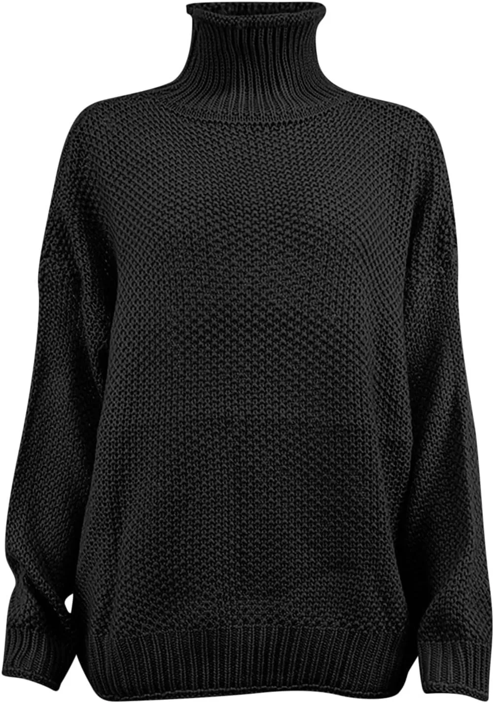 Womens Turtleneck Sweaters Casual Solid Tops Knitting Batwing Sleeve Classic Pullovers Lightweight Cute Sweater