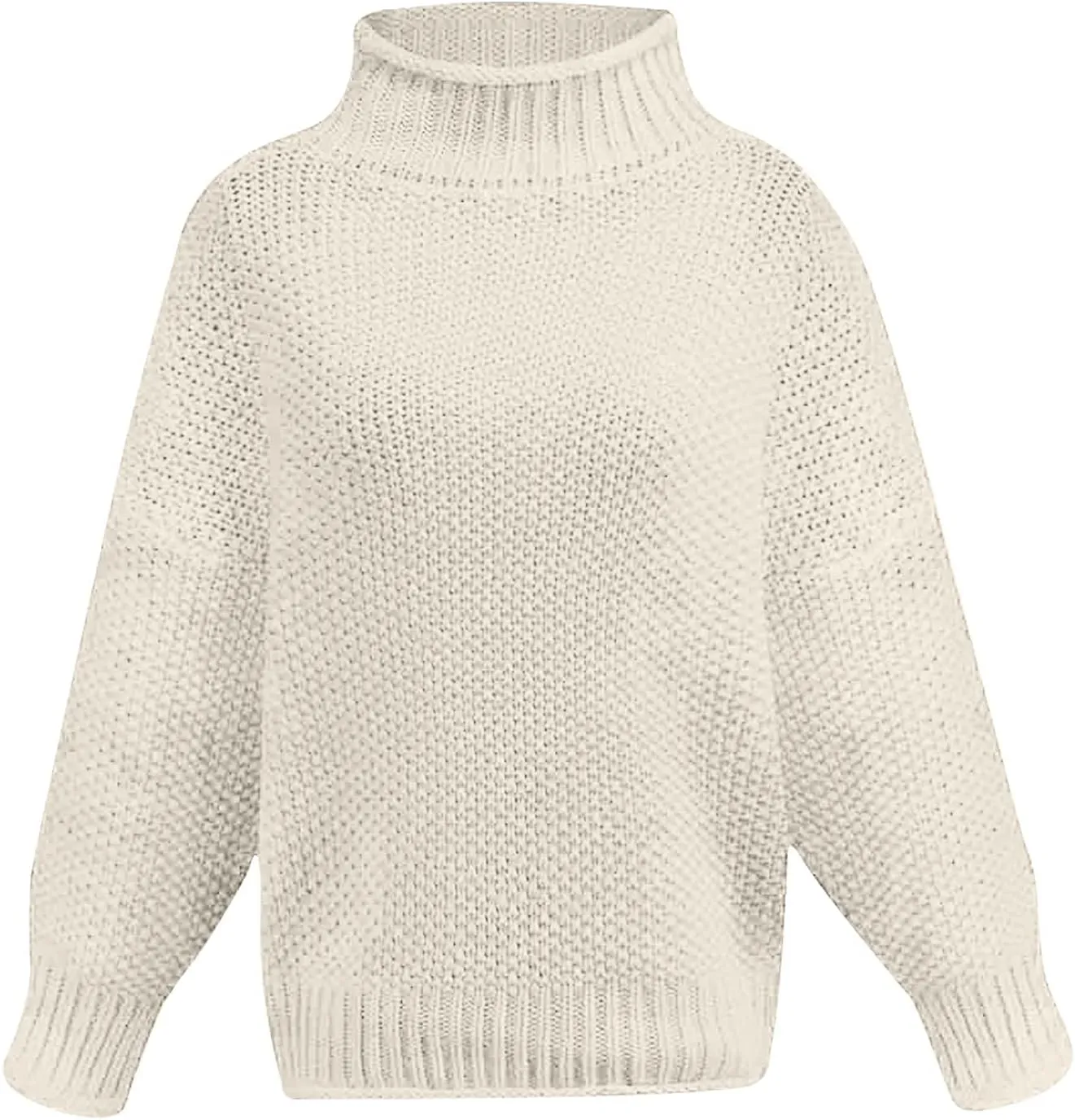 Womens Turtleneck Sweaters Casual Solid Tops Knitting Batwing Sleeve Classic Pullovers Lightweight Cute Sweater