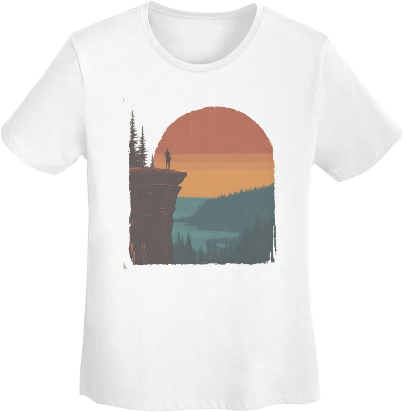 Women's Vintage Sunset Hike T-Shirt, Crewneck Casual Tees
