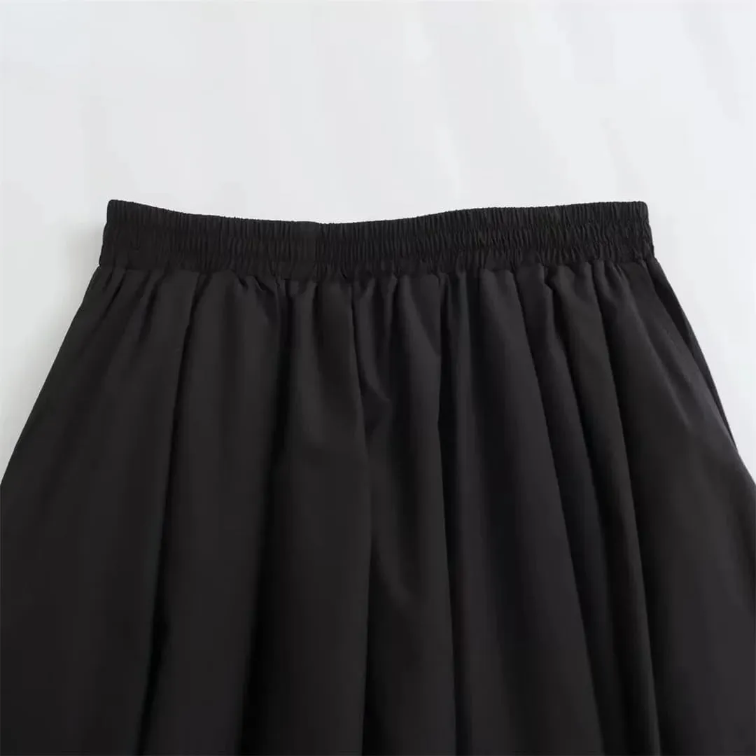 Women's Wide Pleated Swing Vintage High Waist Elegant A-Line Long Skirt