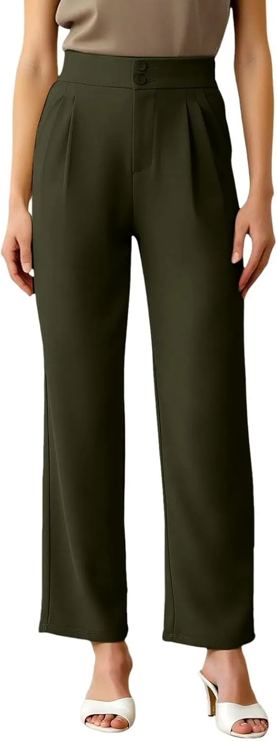 Womens Wide Straight Leg Pants Stretch Loose Comfy Trousers Running Hiking Casual Workout Bell Bottom Leggings with Pockets