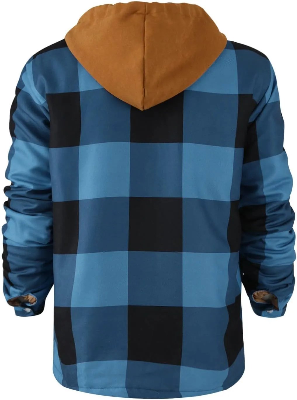 Ymosrh Men's Shirts Hooded Shirt Jacket Plaid Quilted Lined Long Sleeve Fall Winter Coat Button Down Shirts, M-5XL
