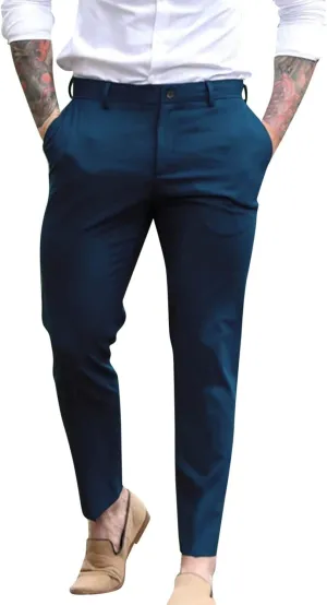 ZYXTIM Mens Formal Trousers Smart Casual Formal Pants Tapered Leg Flat Front Winkle Free Business Office Work Dress Pants