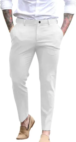 ZYXTIM Mens Formal Trousers Smart Casual Formal Pants Tapered Leg Flat Front Winkle Free Business Office Work Dress Pants