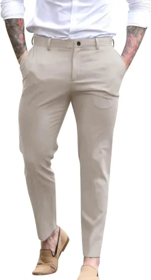 ZYXTIM Mens Formal Trousers Smart Casual Formal Pants Tapered Leg Flat Front Winkle Free Business Office Work Dress Pants