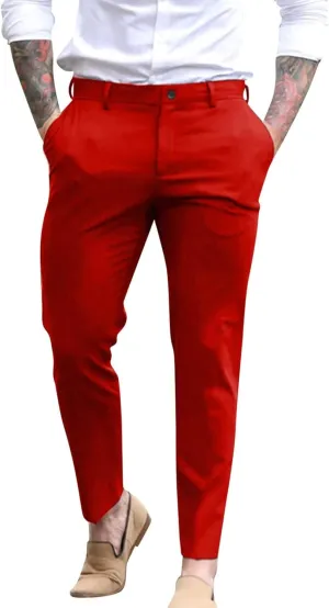 ZYXTIM Mens Formal Trousers Smart Casual Formal Pants Tapered Leg Flat Front Winkle Free Business Office Work Dress Pants