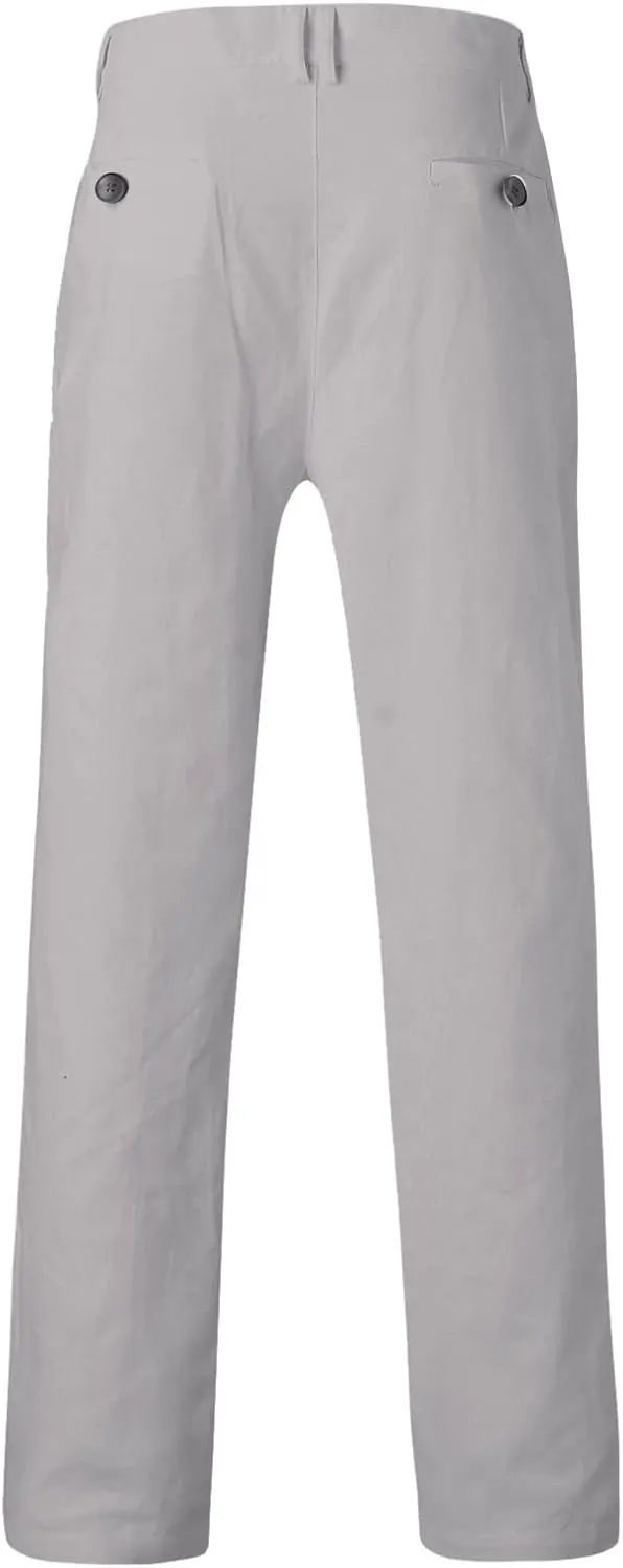 ZYXTIM Mens Formal Trousers Smart Casual Formal Pants Tapered Leg Flat Front Winkle Free Business Office Work Dress Pants