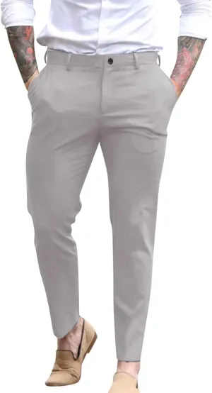 ZYXTIM Mens Formal Trousers Smart Casual Formal Pants Tapered Leg Flat Front Winkle Free Business Office Work Dress Pants