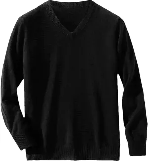 ZYXTIM Men's V Neck Pullover Sweater Wool Knit Casual Dress Shirts Texture Long Sleeve Plain Lightweight Soft Pullover Tops