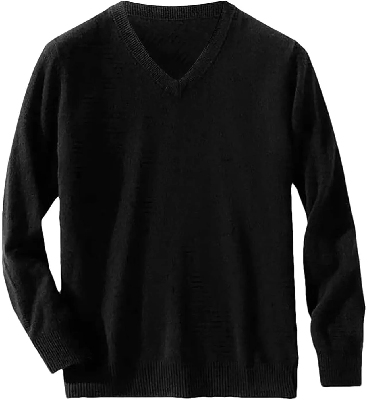ZYXTIM Men's V Neck Pullover Sweater Wool Knit Casual Dress Shirts Texture Long Sleeve Plain Lightweight Soft Pullover Tops